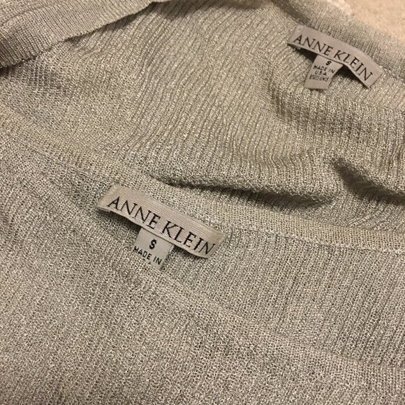 Vintage USA Made Anne Klein Silvery Button Down Cardigan + Camisole Set - Picture 9 of 16